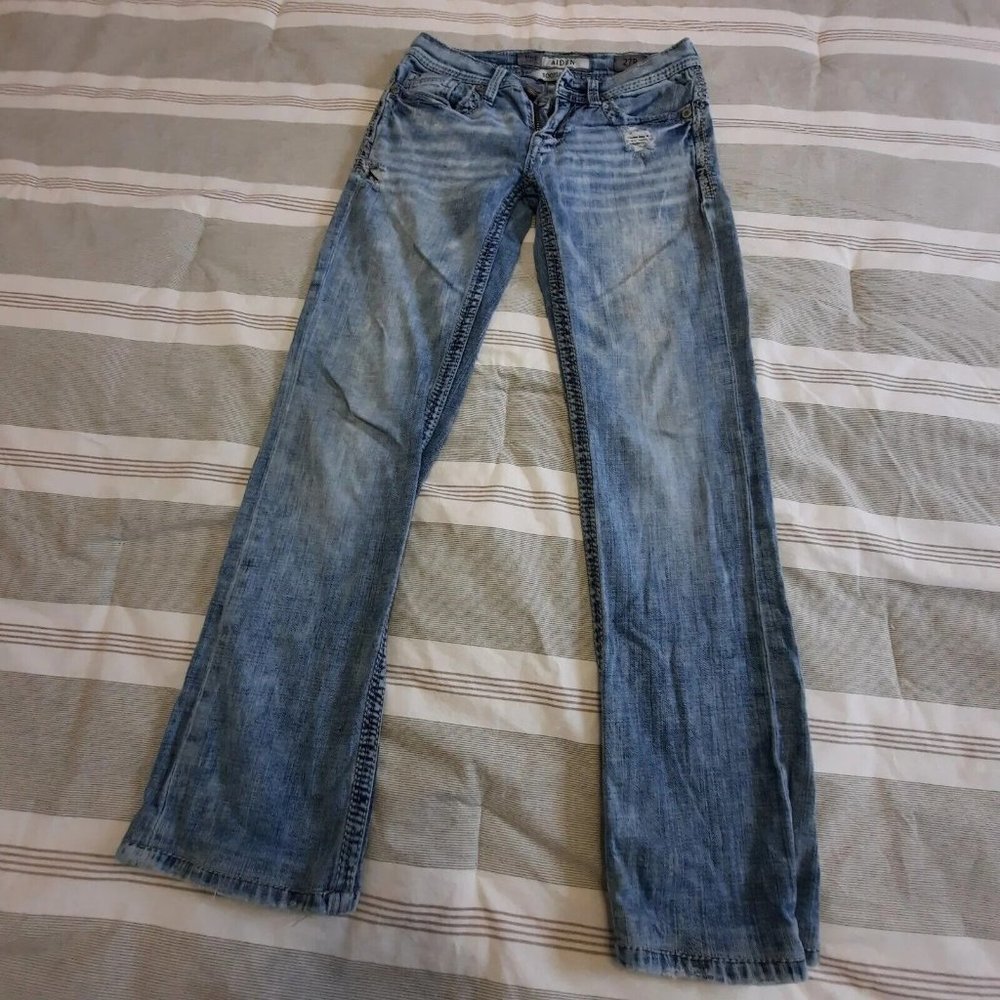 Buckle BKE Jeans Womens 27R Aiden Boot Cut Distressed Low Rise 27x28"